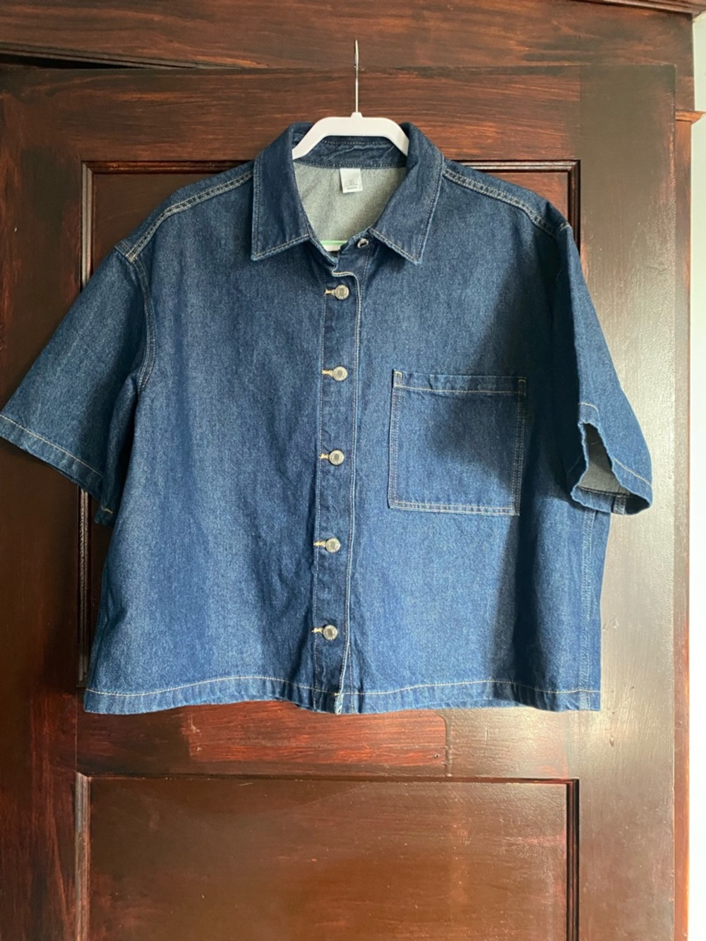 &Denim Short Sleeve Denim Shirt Jacket - 100% Cotton - Size L